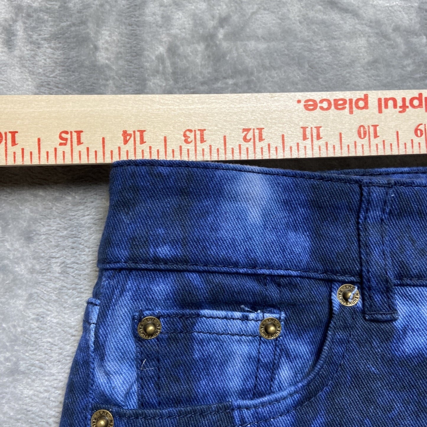 Ralph Lauren Premier Skinny Chopped Jeans Women’s Size 4P Blue Tie Dye