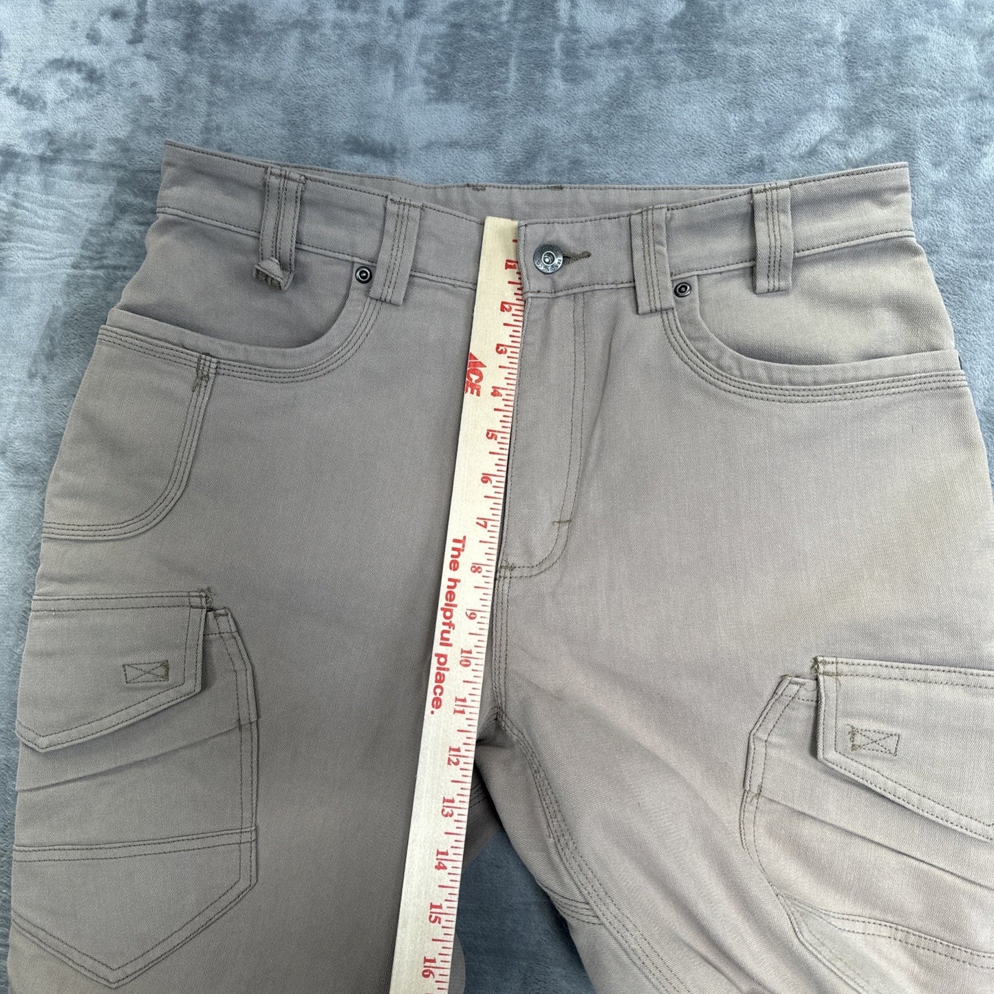 New Duluth Trading Coolmax Canvas Cargo Work Pants Men's Size 34x30 Beige