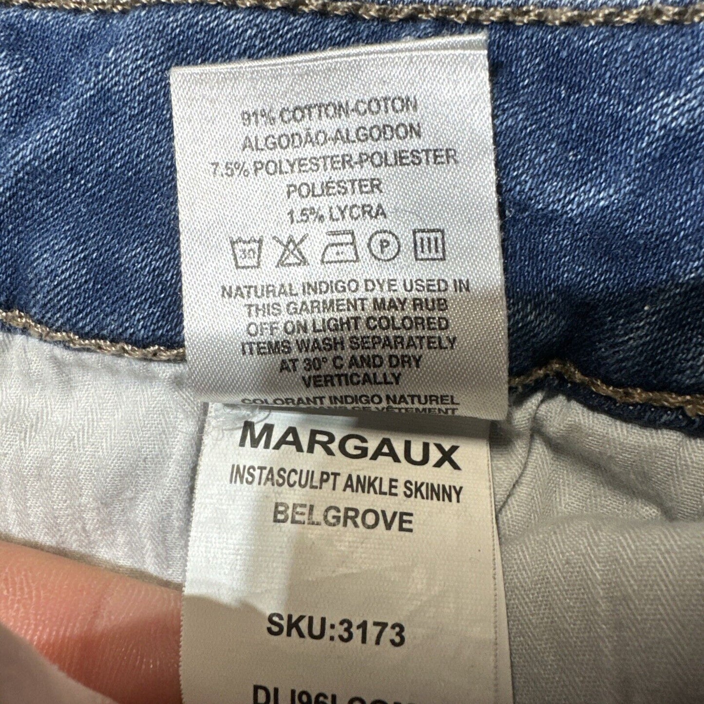 DL 1961 Margaux Instascuplt Ankle Skinny Jeans Women's Size 29 Light Blue Denim