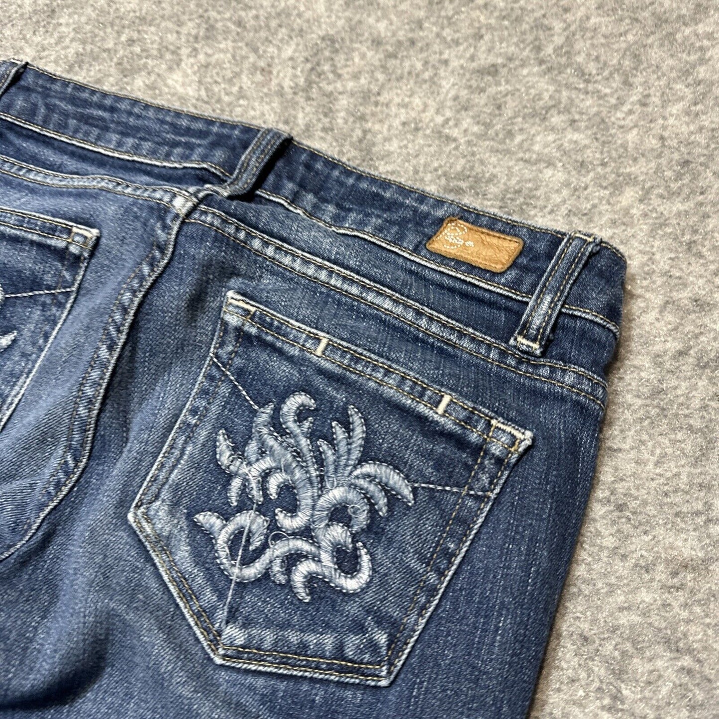 Paige Robertson Cropped Flare Jeans Women's Size 27 Blue Dark Wash Denim