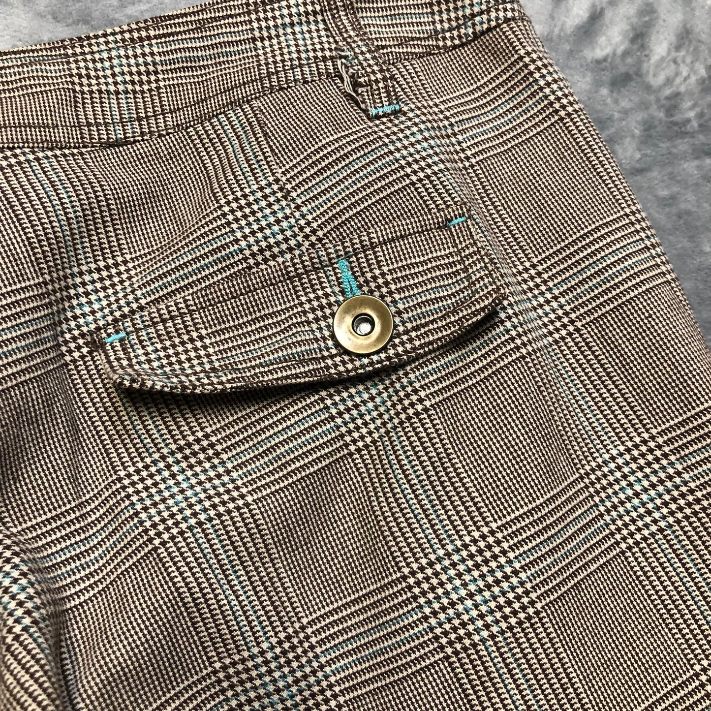 Forever 21 Plaid Bootcut Chino Pants Women's Size L Brown