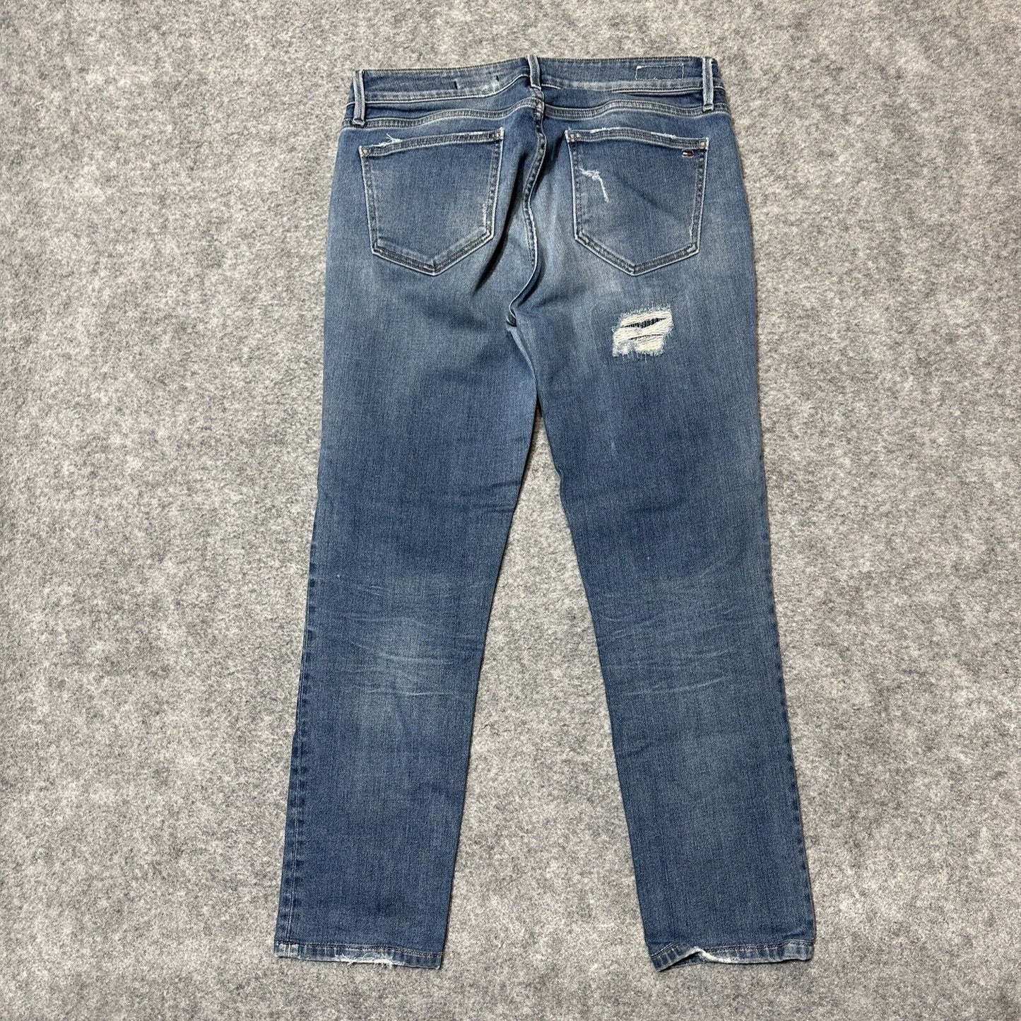 Tommy Hilfiger Milan Women's Distressed Slim Jeans Size 31/30 Blue Denim