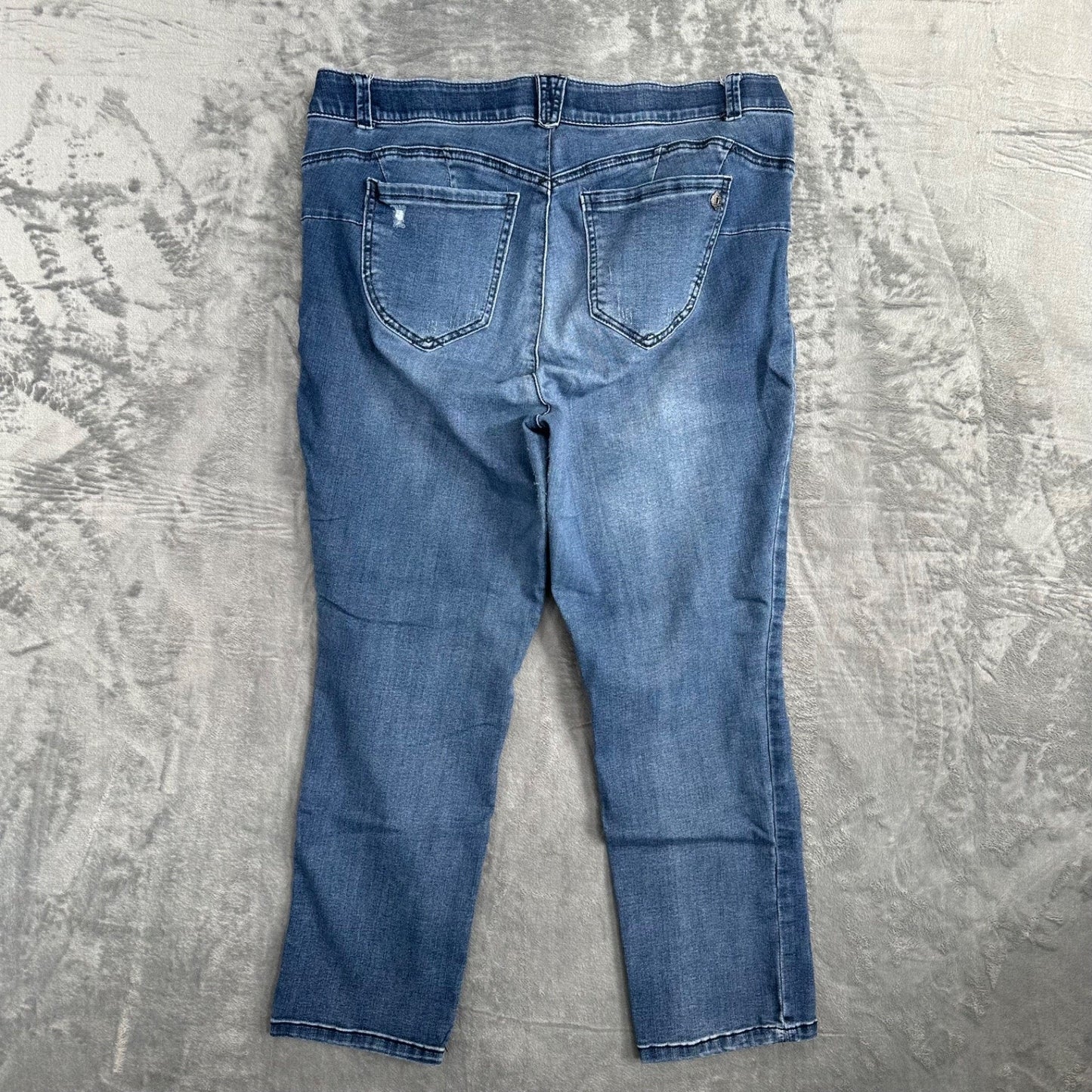 Democracy Ab Solution Straight Leg Jeans Women's Size 16W Blue Distressed