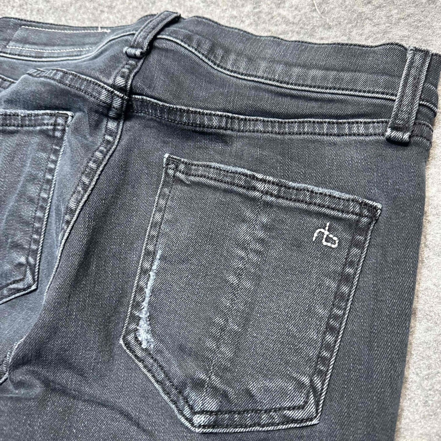 Rag & Bone Women's Distressed Skinny Fit Ankle Jeans Sz 26 Black Dark Wash Denim