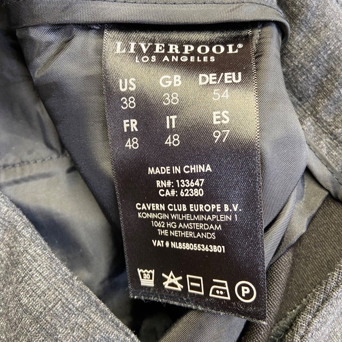 Liverpool Men's Dress Pants 38x32 Gray Stretchable Formal Pants