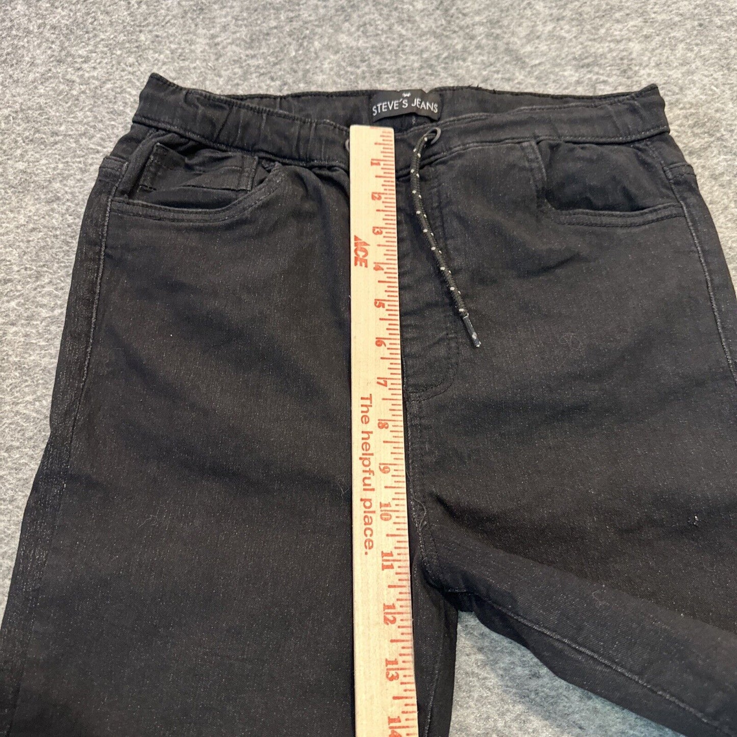 Steve's Jeans Boys Skinny Drawstring Jogger Size 16 Black Dark Wash Denim