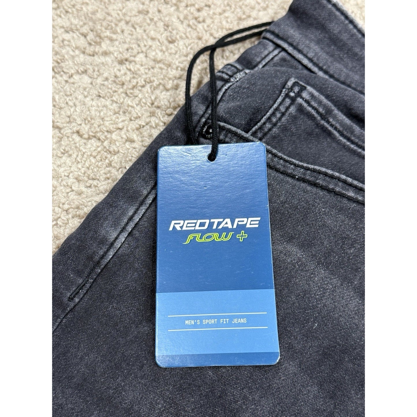 Redtape Men's Black Denim Jeans Skinny Flow+ Sport Fit Size 32x31