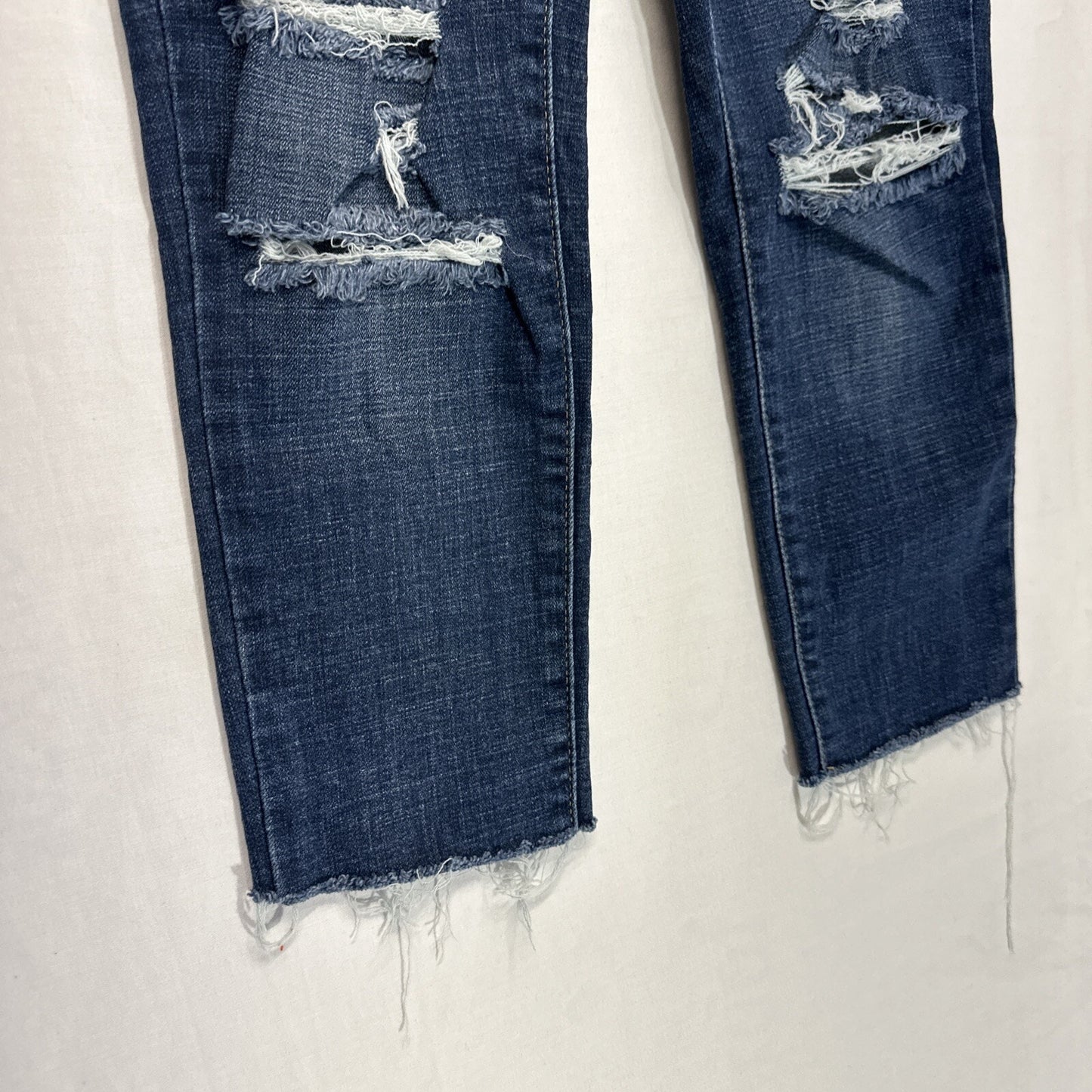 Levi's 721 Jeans Womens Size 28 High Rise Skinny Blue Dark Wash Distressed Crop