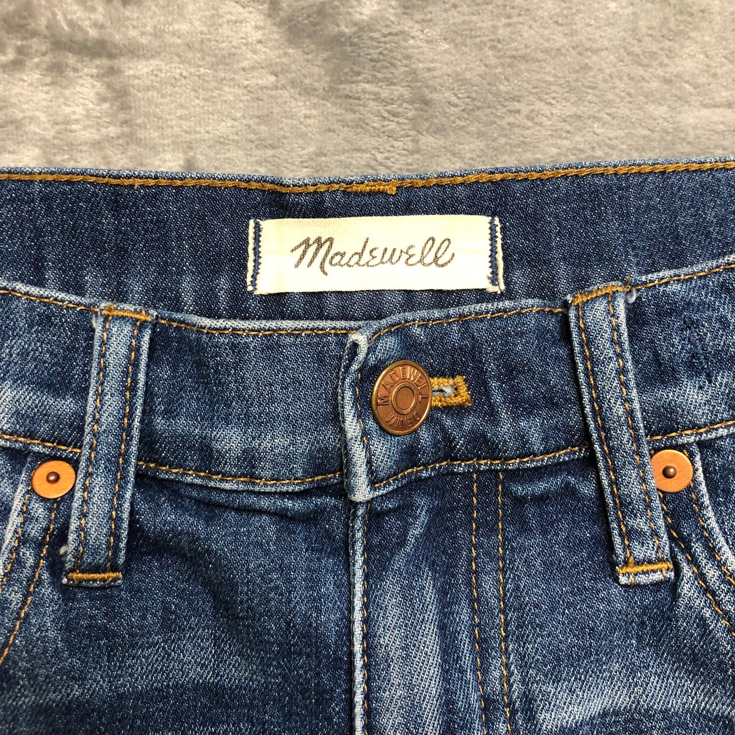 Madewell Cut Off High Rise Jean Shorts Women's Size 26 Blue Denim