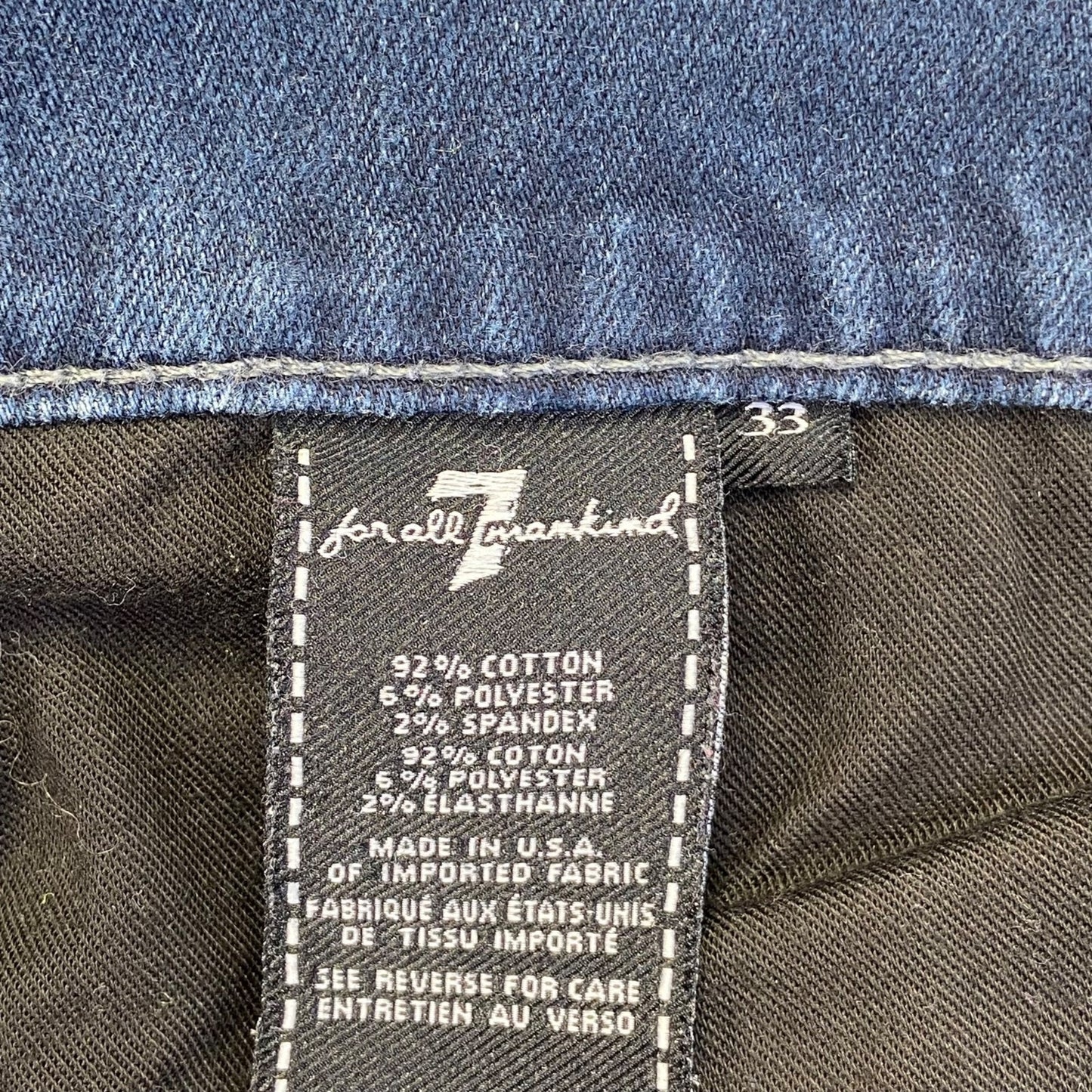 7 For All Mankind Men's Slimmy Jeans Size 33 Blue Dark Wash Denim