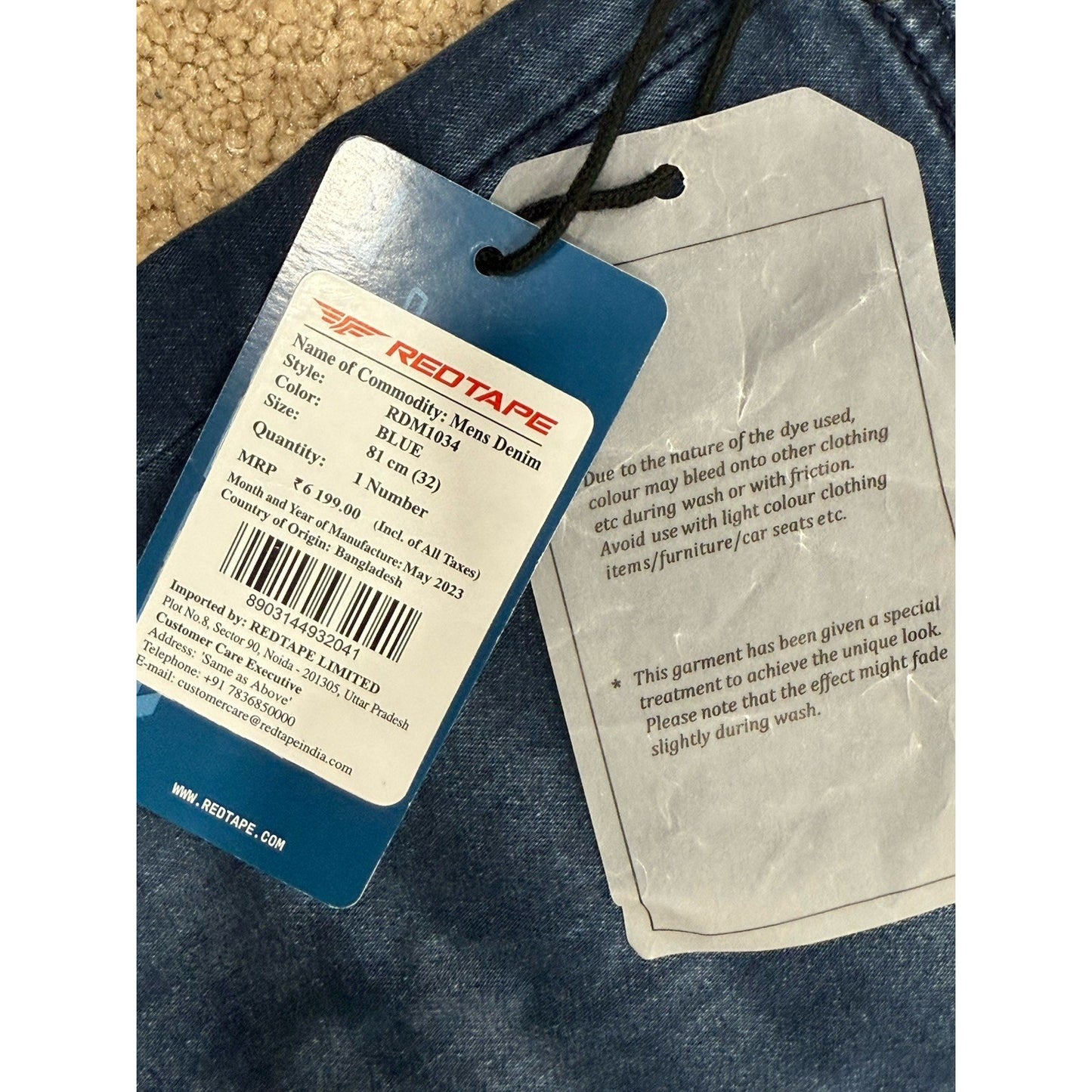 Redtape Men's Blue Denim Jeans Skinny Flow+ Sport Fit Size 32x31