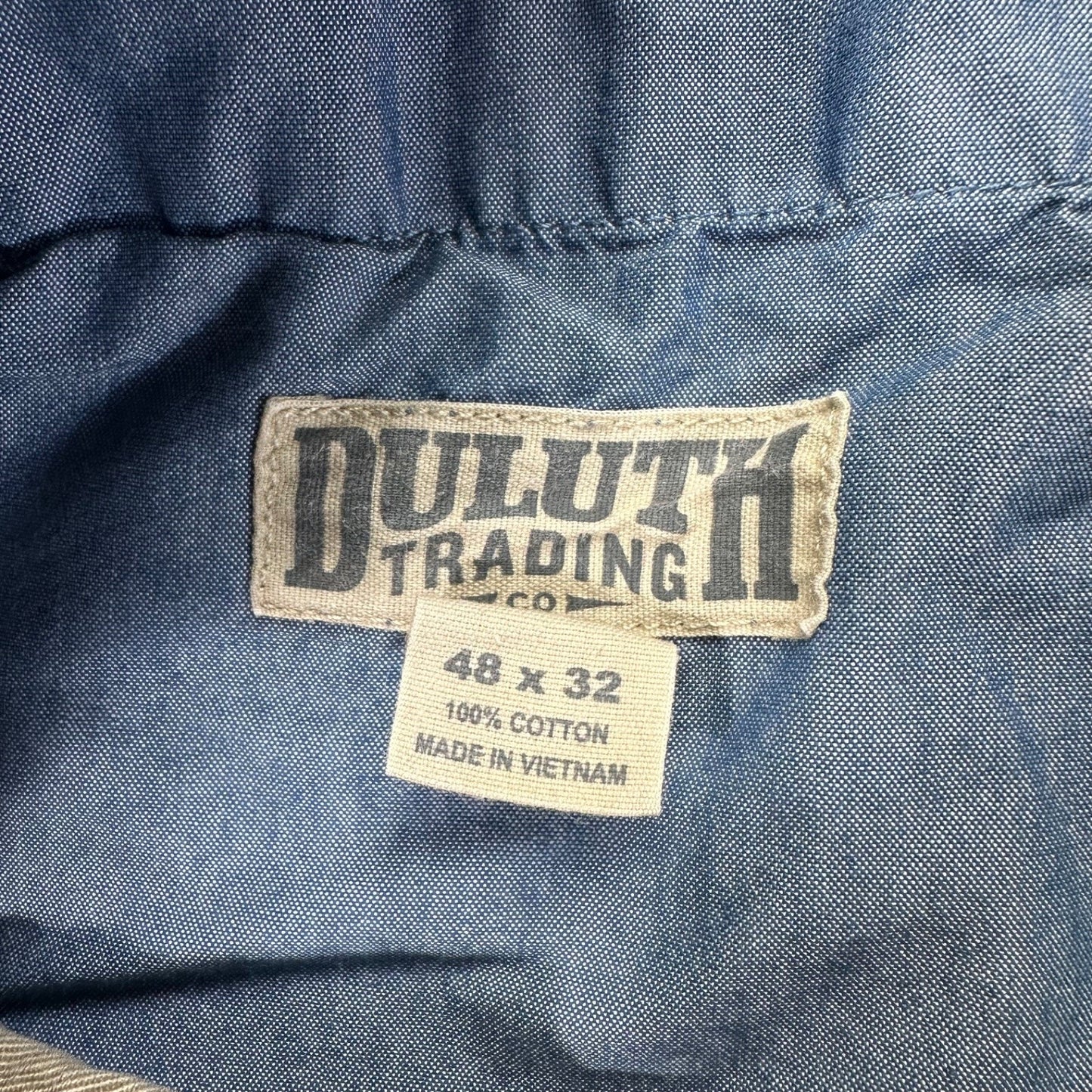 Duluth Trading Men's Khaki Chino Pants Size 48x32 Cotton Pleated #534424