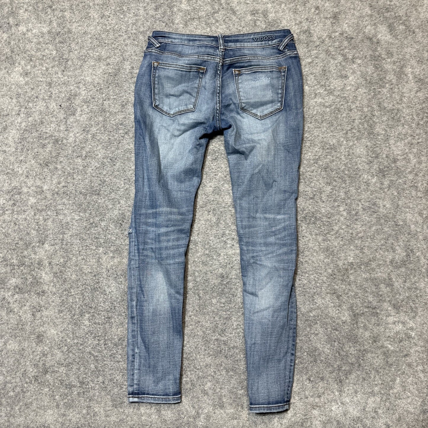 Vigoss Distressed Jagger Skinny Jeans Women's Size 25 / 28 Blue Denim Zip Pocket