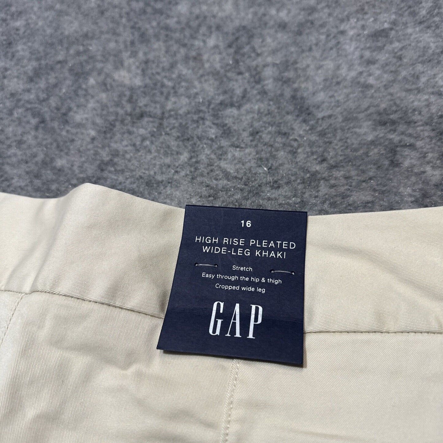 New Gap High Rise Pleated Wide Leg Khaki Women's Pants Size 16 Beige Light Wash