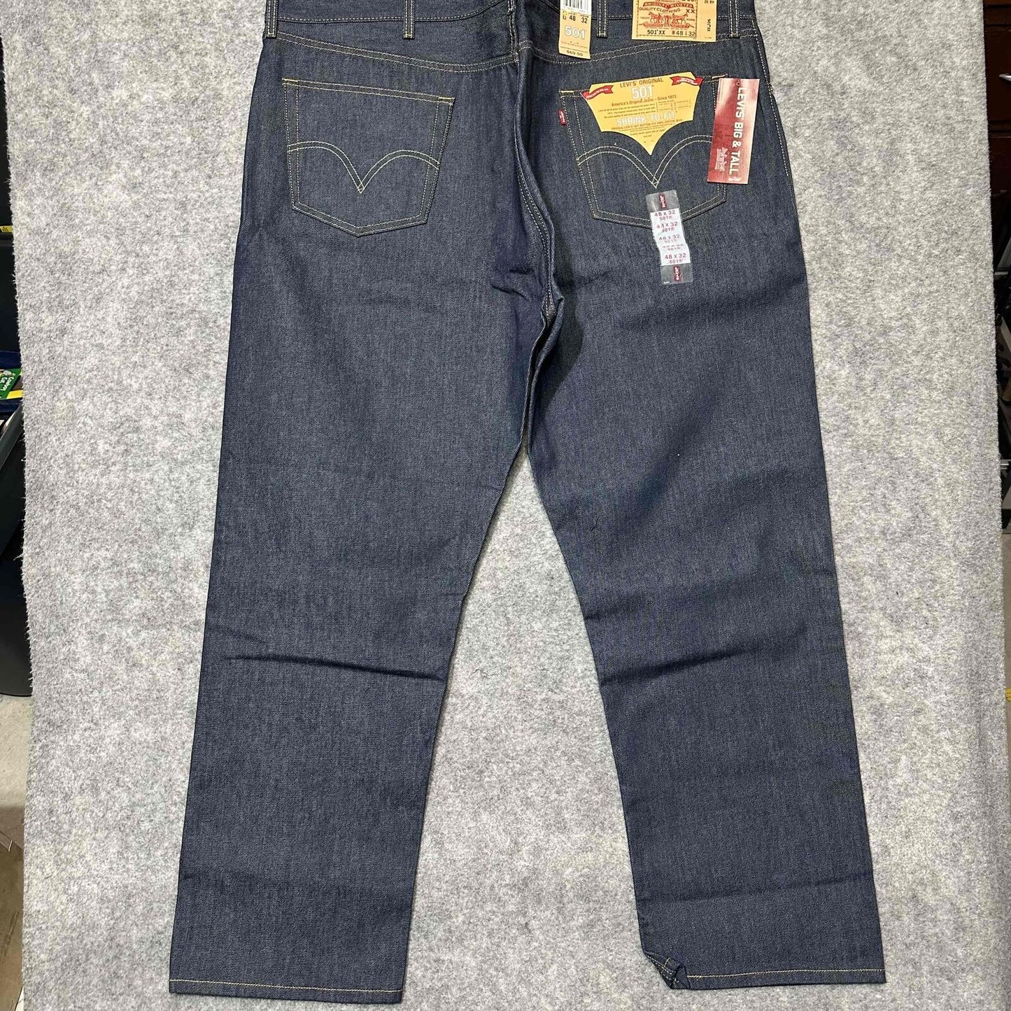 New Vintage Levis 501XX Shrink To Fit Men's Straight Jeans Size 48x32 Blue Dark