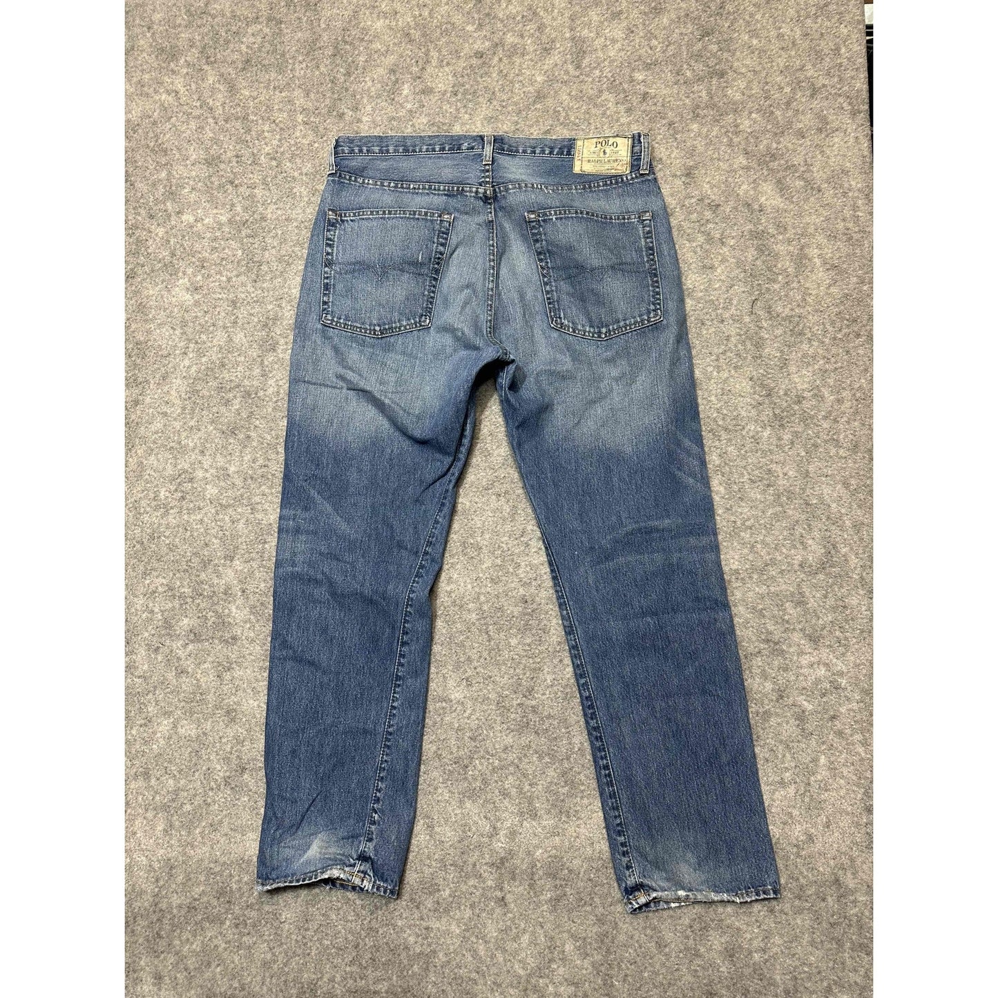 Polo Ralph Lauren Men's Distressed Straight Jeans Size 36x32 Blue Light Wash Denim