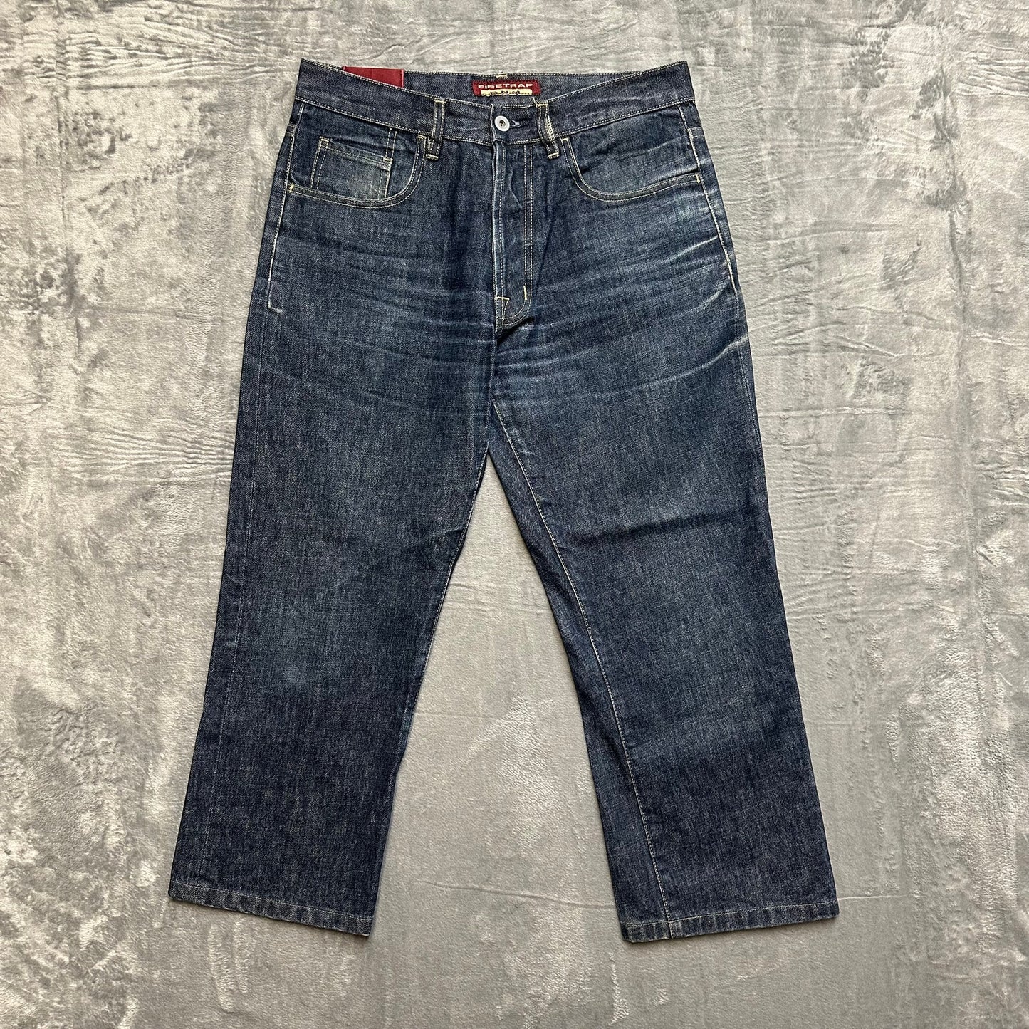 Firetrap Cropped Straight Jeans Men's Size 32 Blue Dark Button Fly *Hemmed*