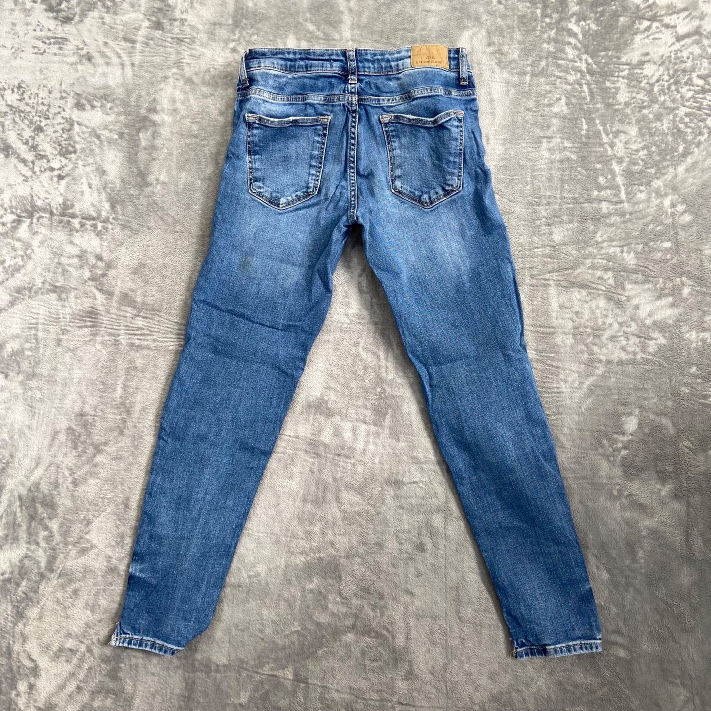 Zara Basic Z1975 Distressed Skinny Jeans Women's Size 36 Blue Denim