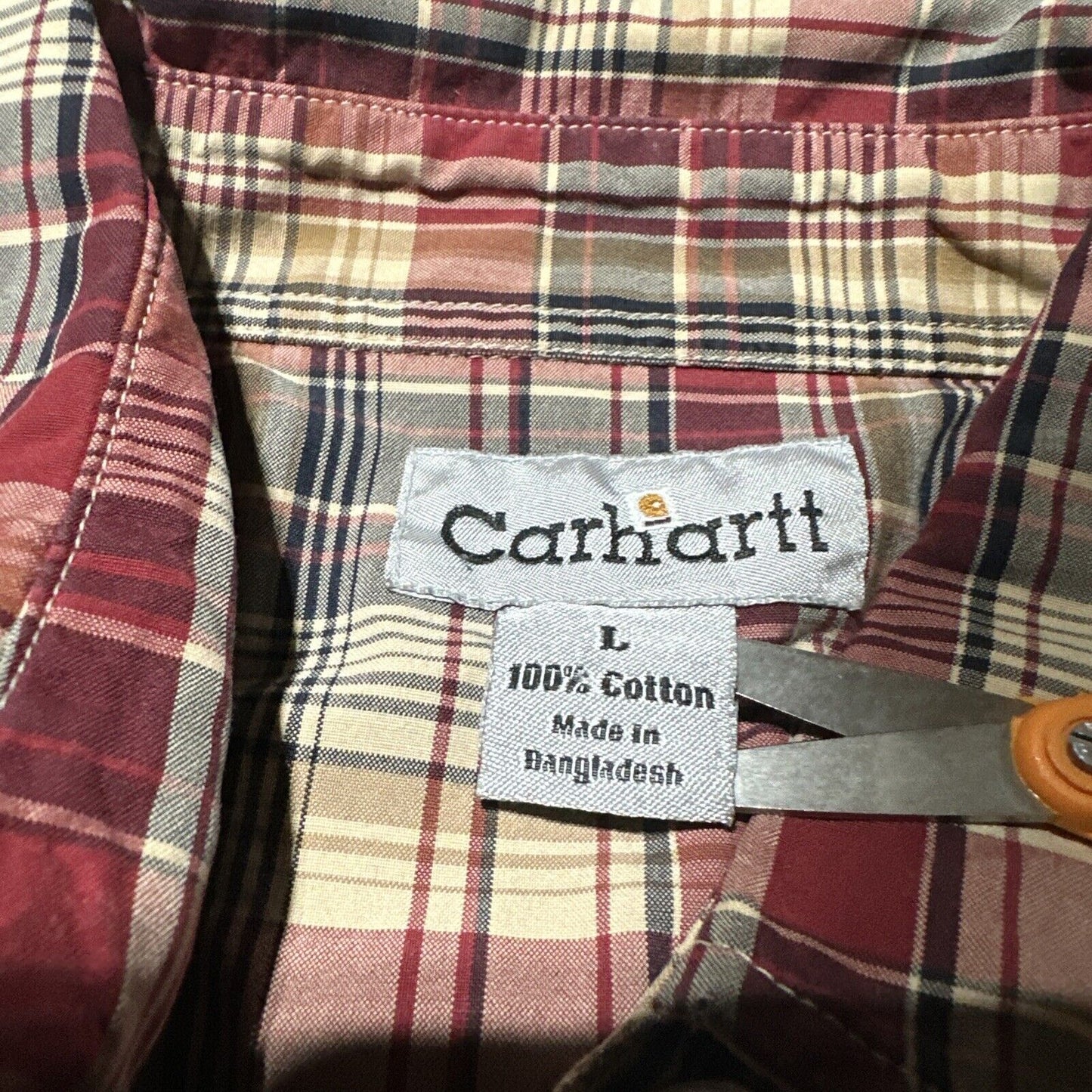 Carhartt Relaxed Fit Men's Plaid Snap Button Up Long Sleeve Shirt Size L