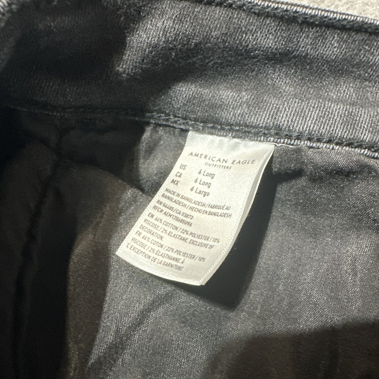 American Eagle Next Level Stretch Women's Distressed Jegging Size 4L Long Black