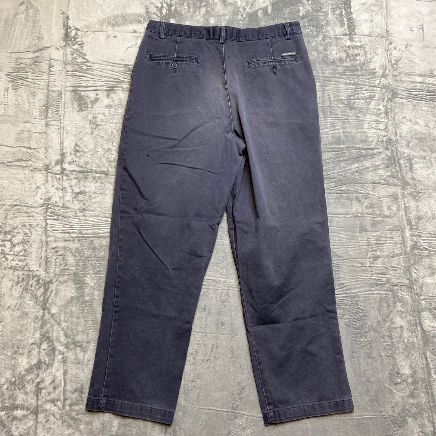 Vintage Eddie Bauer Men's Relaxed Fit Pleat Khakis Pants 36x32 Blue Pants