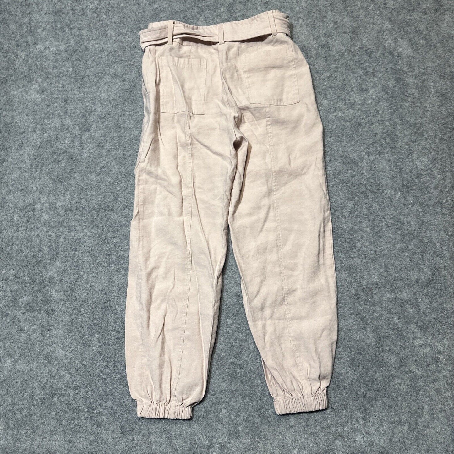 Karl Lagerfeld Women's Belted Jogger Pants Size xx Pink Rayon Pants Beige Light