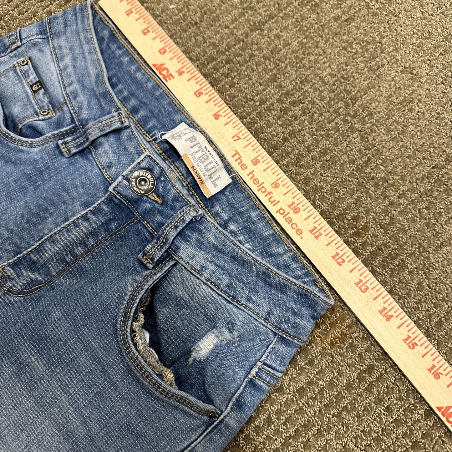Pit Bull Premium Women’s Size 5/6 Skinny Distressed Blue Denim Jeans 28" inseam