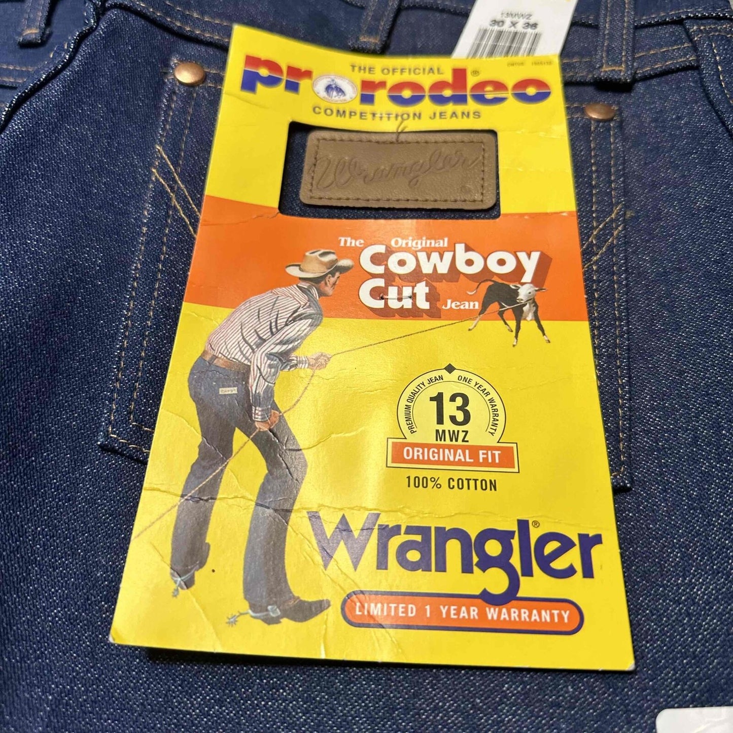 New Wrangler Cowboy Cut Men's Original Fit Jeans Size 30x36 Blue Dark Denim