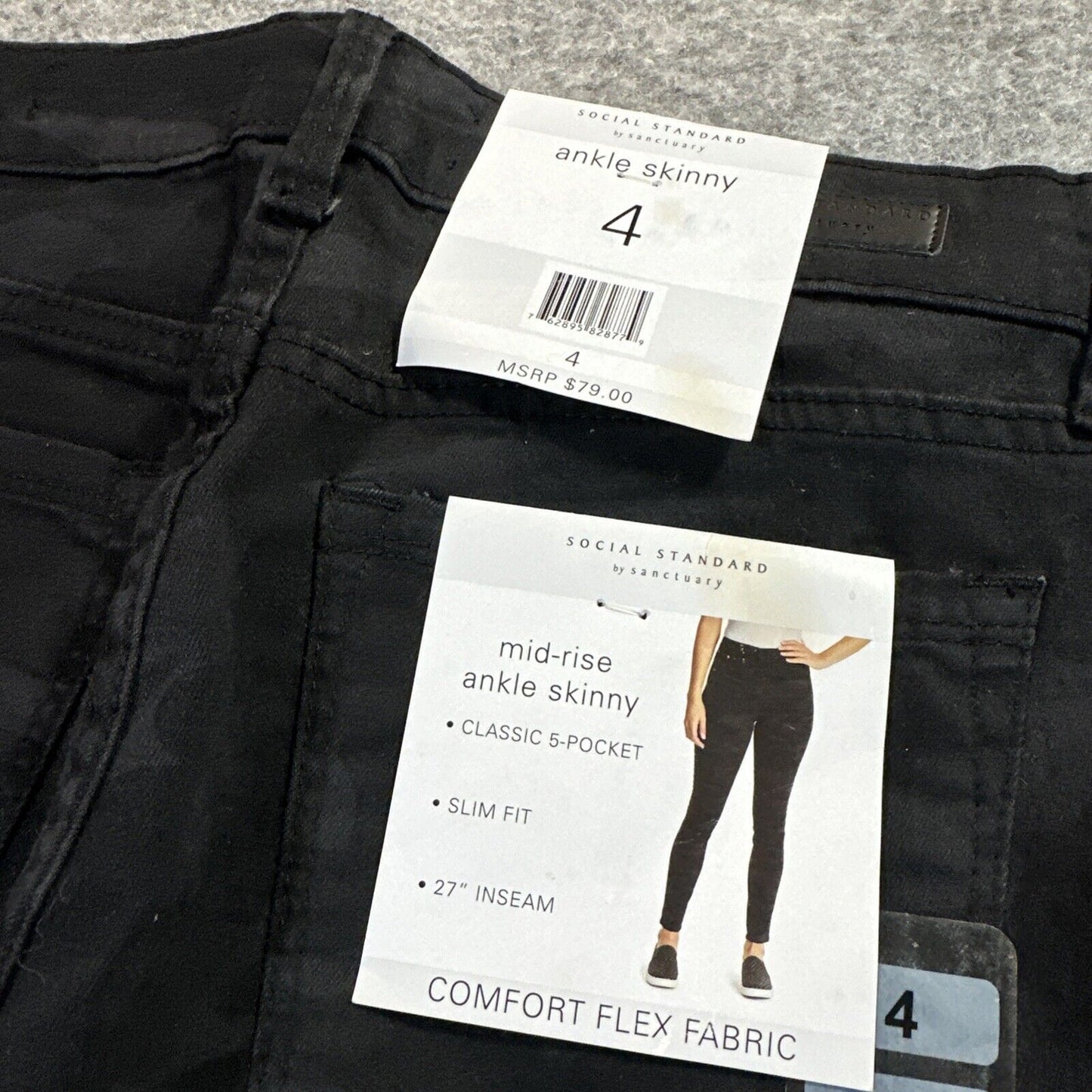 New Social Standard by Sanctuary Mid Rise Ankle Skinny Jeans Womens 4 Black Camo