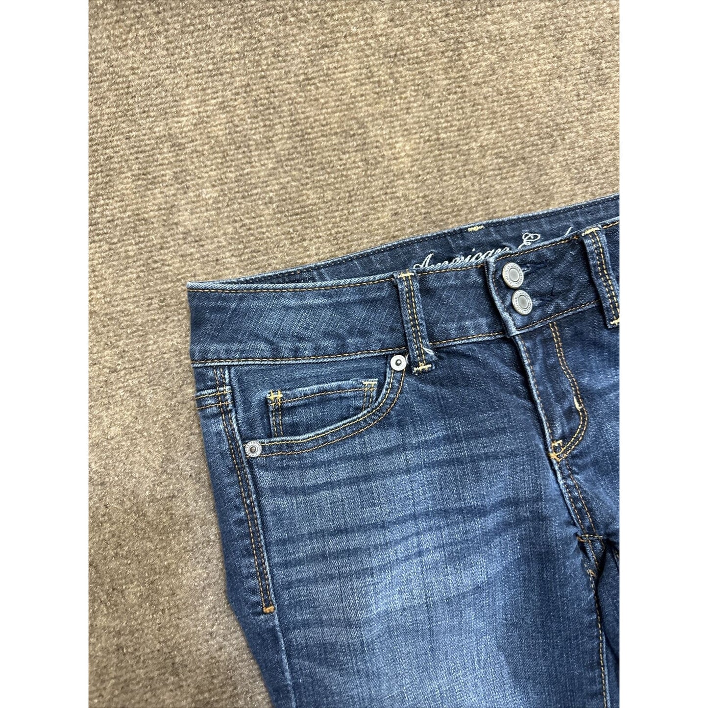 American Eagle Artist Stretch Women's Straight Jeans Size 2 R Blue Dark Wash
