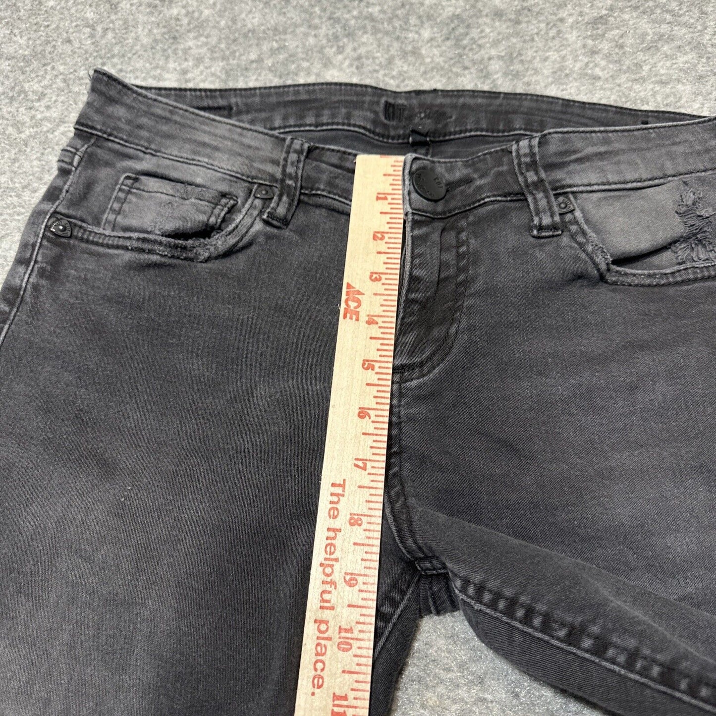 KUT From The Kloth Women's Distressed Skinny Jeans Size 8 Black Dark Wash Denim