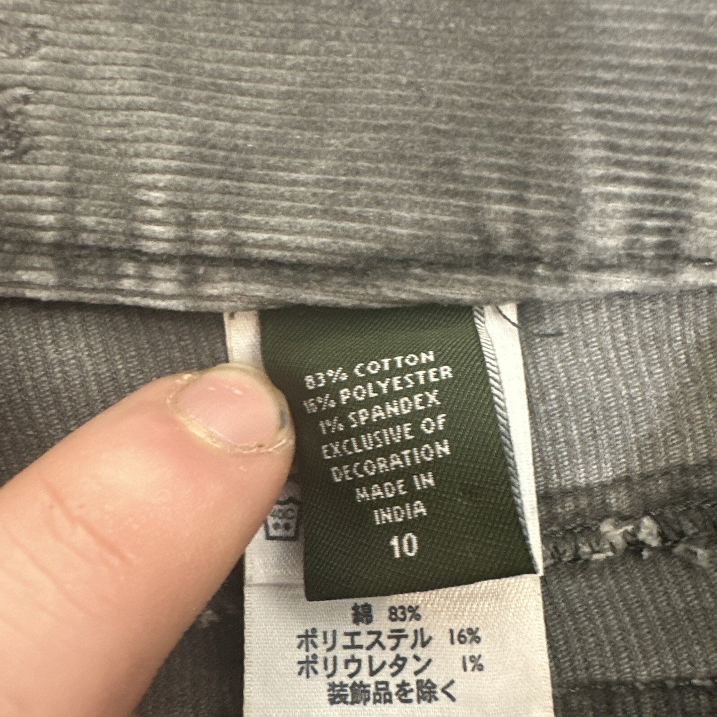Eddie Bauer Pants Women's Size 10 Gray Corduroy Flare Stretch Dark Casual