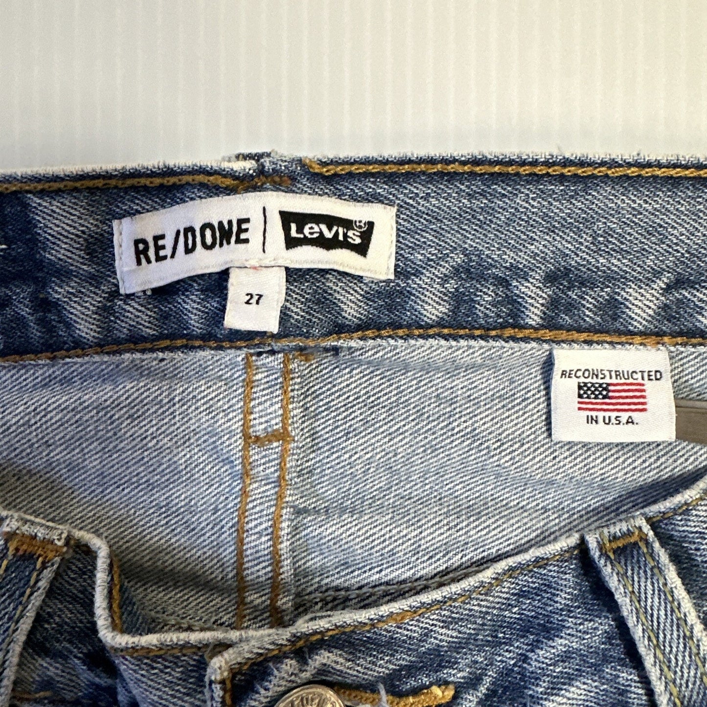 RE/DONE Levi's Patched High Rise Skinny Jeans Womens Sz 27 Blue Denim Button Fly