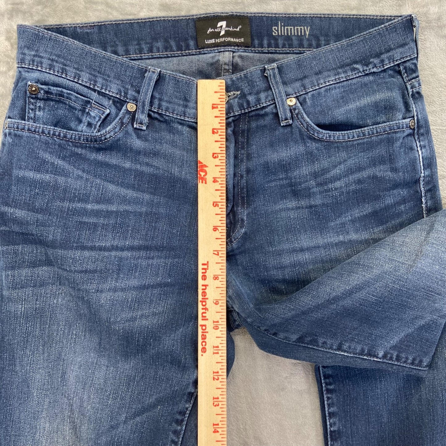 7 For All Mankind Men's Slimmy Jeans Size 33 Blue Dark Wash Denim