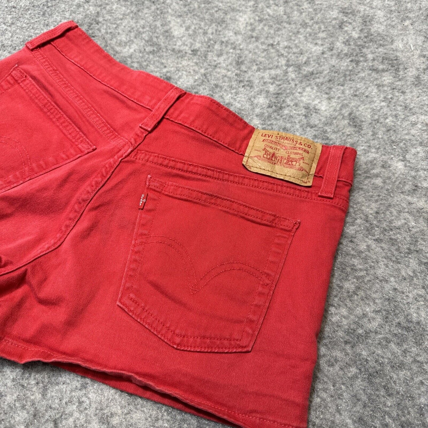 Levi's Superlow Stretch Women's Cut-Off Jean Shorts Size 7JR Red Shorts