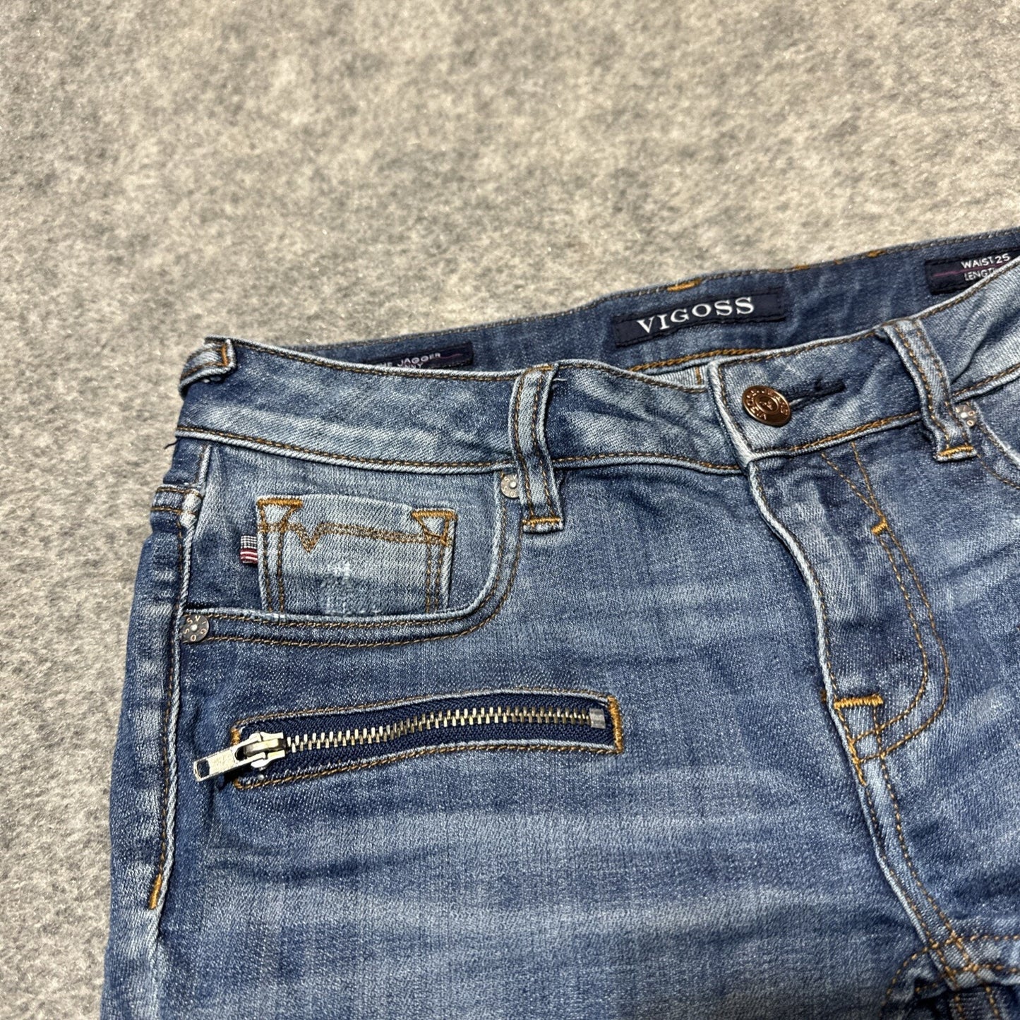 Vigoss Distressed Jagger Skinny Jeans Women's Size 25 / 28 Blue Denim Zip Pocket
