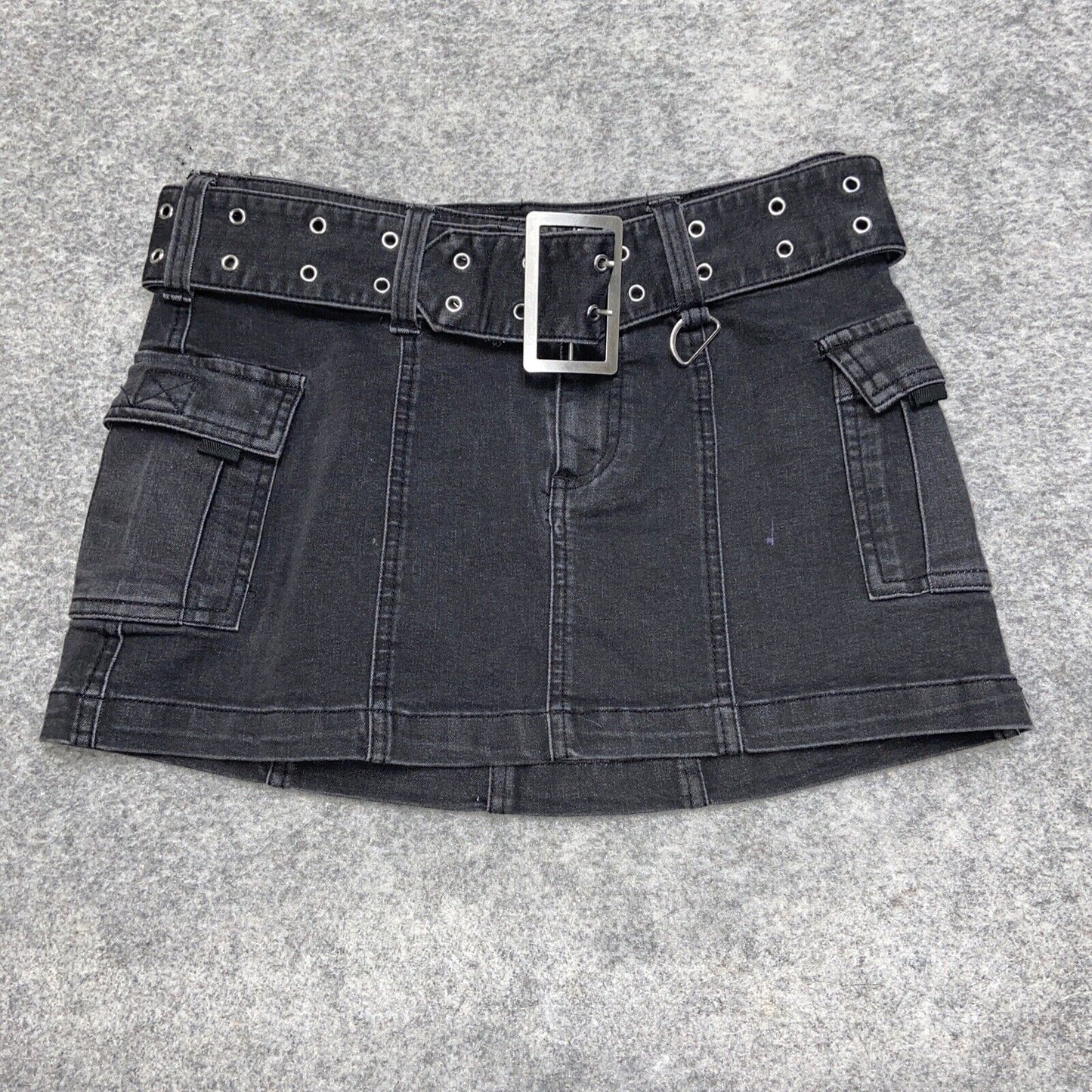 Urban Outfitters Belted Cargo Jean Skirt Women's Size XS Black Emo