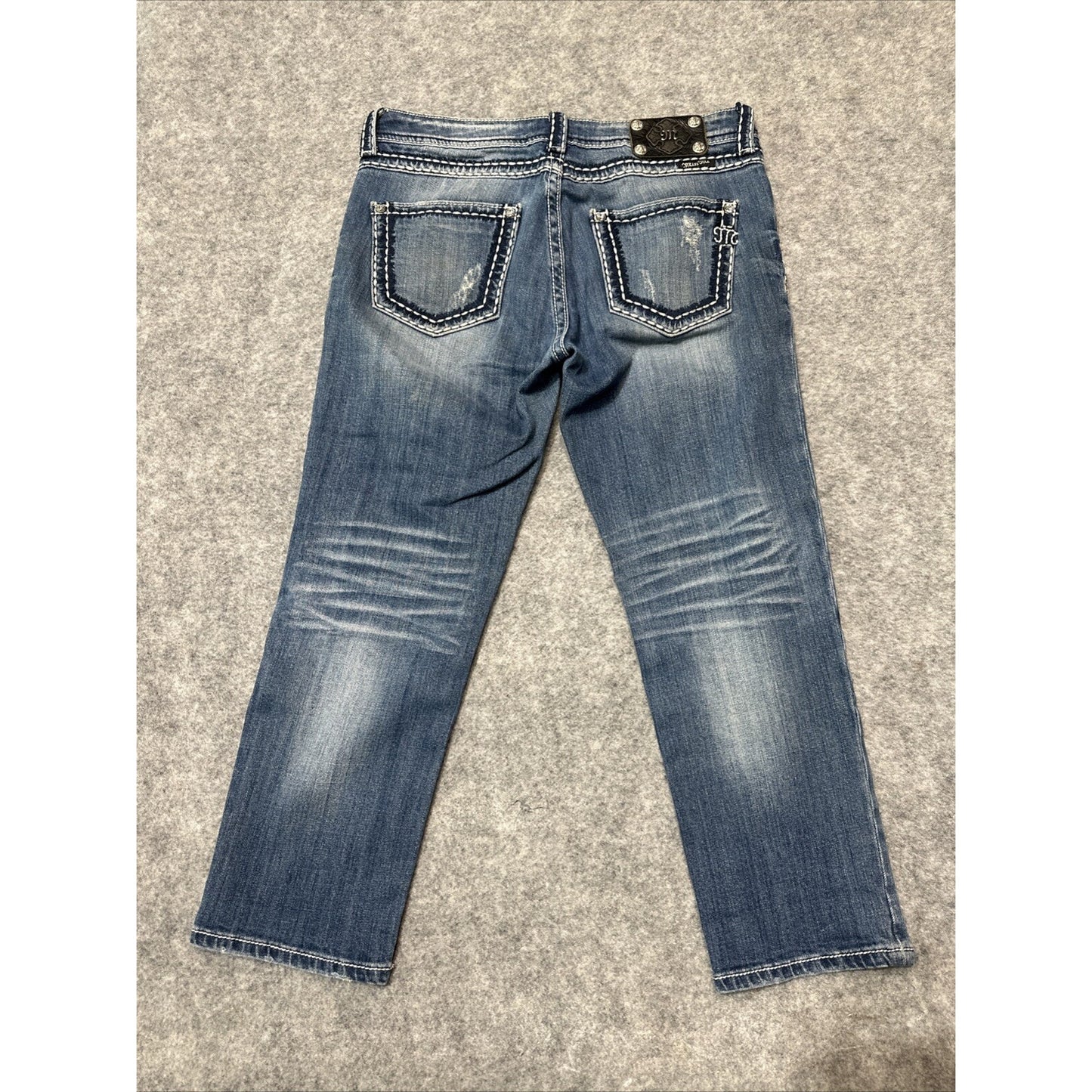 Miss Me Boyfriend Distressed Jeans Women's Size 27 Blue Medium Wash Denim