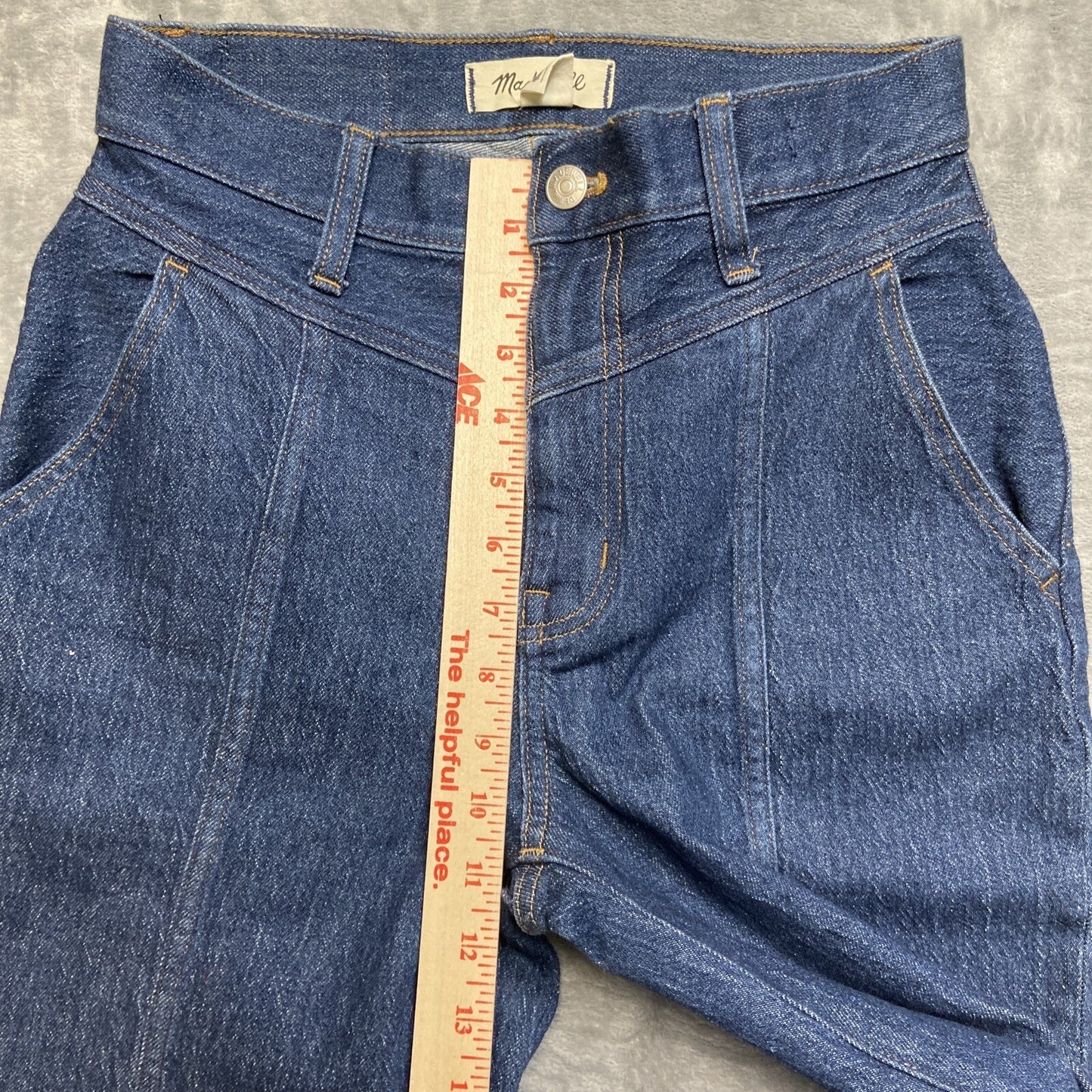 New Madewell The Perfect Vintage Straight Jean Women's Size 26 Dark Blue Paneled