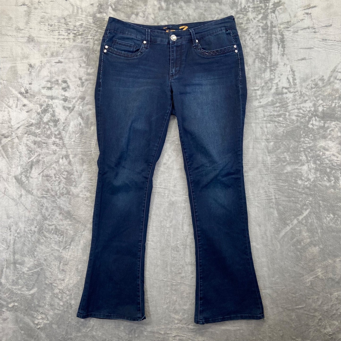 Seven7 Women's Rocker Slim Flare Jeans Size 14 Dark Wash