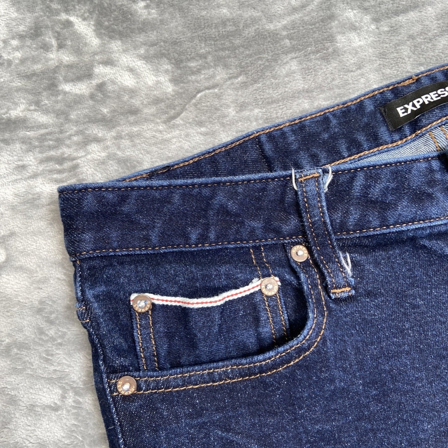 Express Selvedge Slim Jeans Mens Size 33x30 Blue Dark Wash Denim