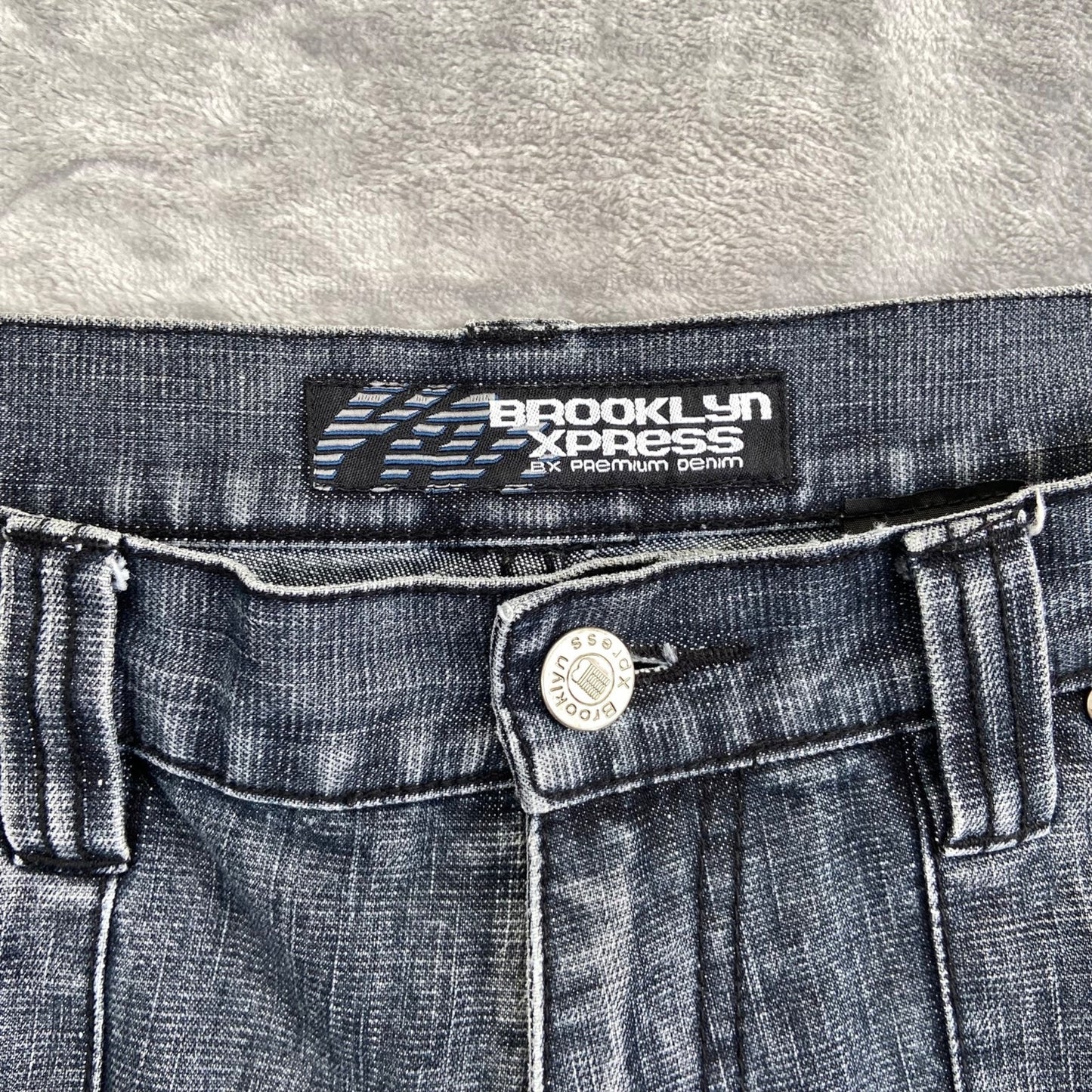 Brooklyn Xpress Denim Cargo Shorts Men's Sz 34 Black Cotton Casual Jorts Longer
