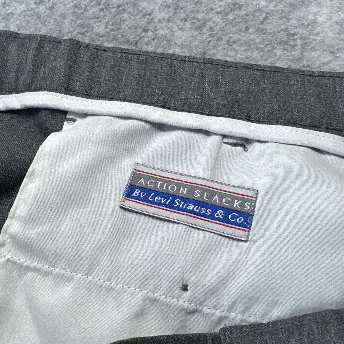Vintage Levi's Action Slacks Men's Dress Pants Size 38x31 Gray Snap Pants
