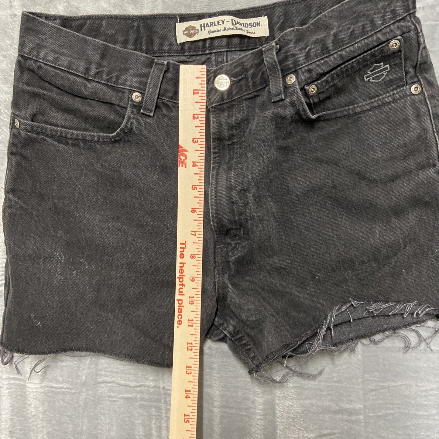 Harley Davidson Cut Off Jean Shorts Women's Size 10 Black Denim
