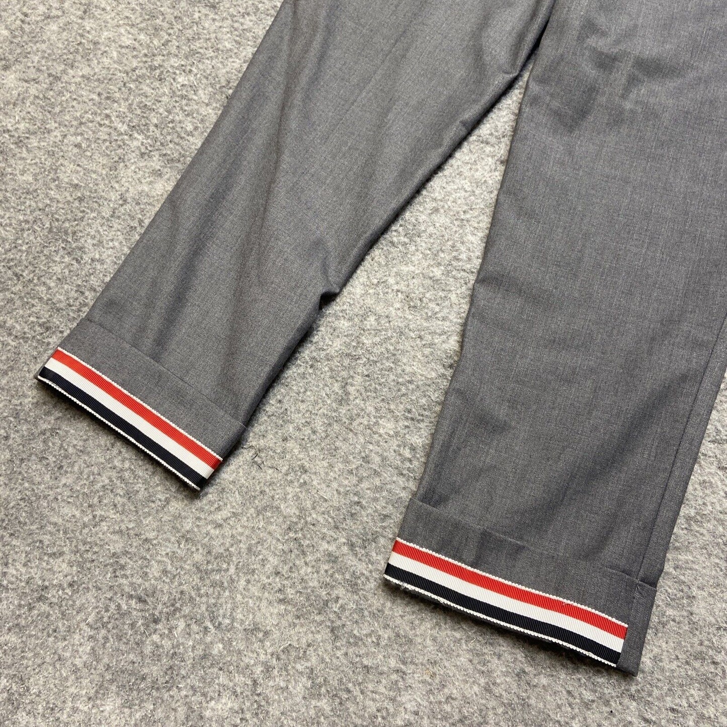 Thom Browne Wool Dress Pants Women's Size 0 Gray Cupro Lined Cuffed Pants