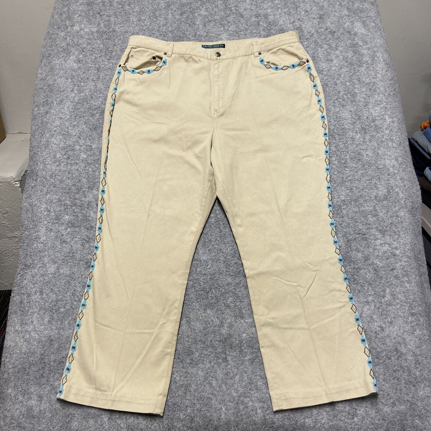 Vintage Lauren Ralph Lauren Western Straight Jeans Women's Size 22W Beige