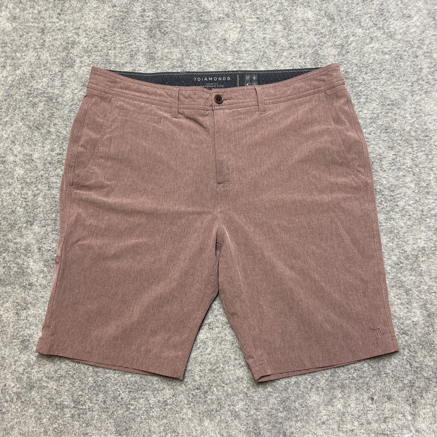7 Diamonds Velocity Performance Short Men's Size 38 Mauve Brown Shorts