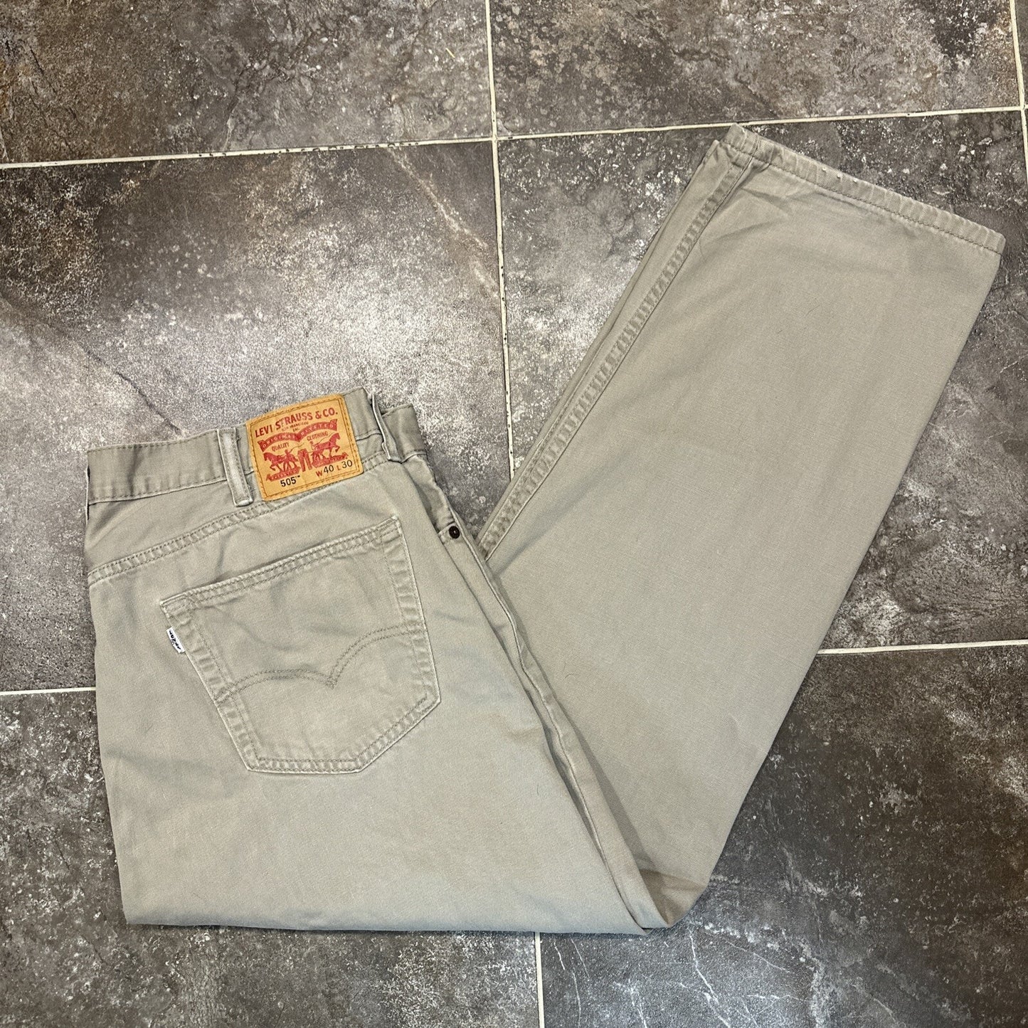 Levi's 505 Regular Fit Mens Jeans Size 40x30 Tan Denim