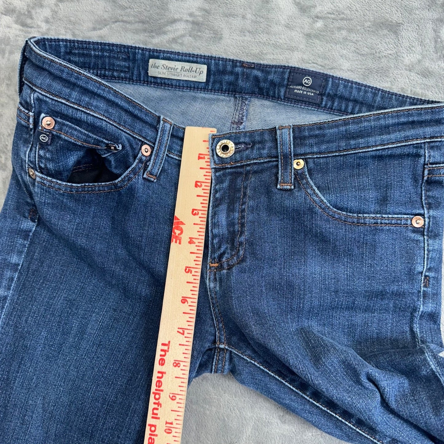 AG Adriano Goldschmied Women's Stevie Roll-Up Slim Straight Jeans Size 27R Blue
