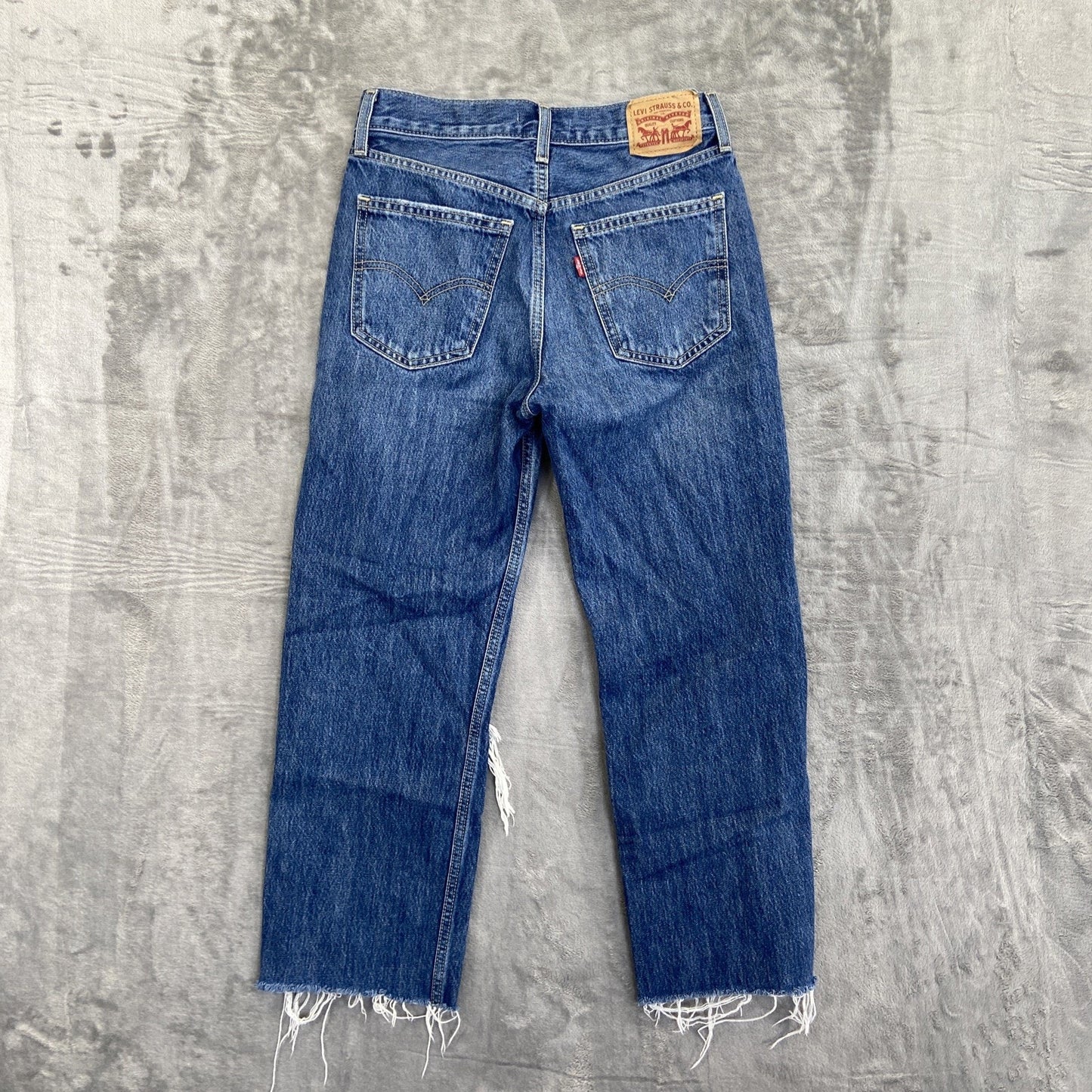 Levi's Low Pro Straight Distressed Jeans Women's Size 24 Blue Denim